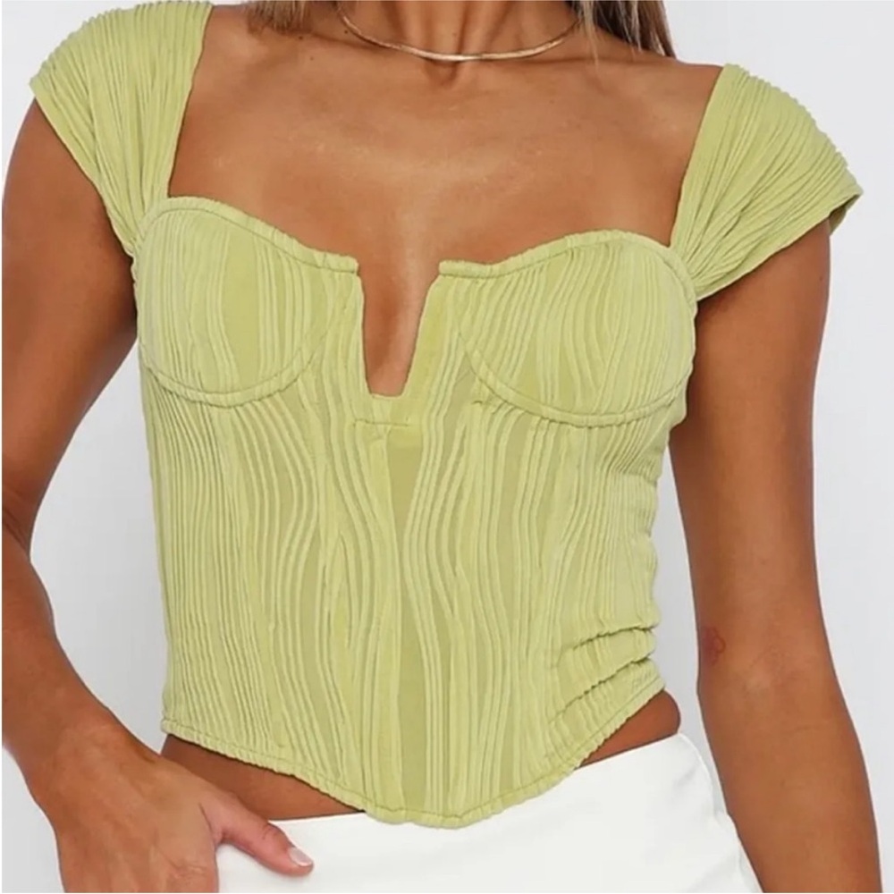 White Fox Boutique Cropped Textured Bustier Top